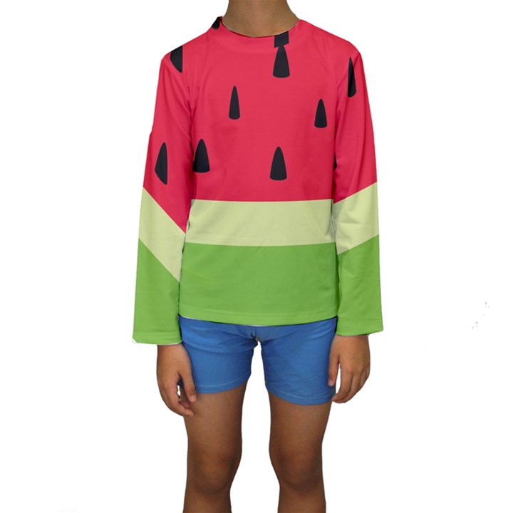 Watermelon Fruit Food Healthy Vitamins Nutrition Kids  Long Sleeve Swimwear