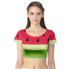 Watermelon Fruit Food Healthy Vitamins Nutrition Short Sleeve Crop Top by pakminggu