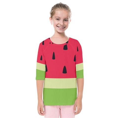 Watermelon Fruit Food Healthy Vitamins Nutrition Kids  Quarter Sleeve Raglan Tee by pakminggu