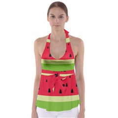 Watermelon Fruit Food Healthy Vitamins Nutrition Tie Back Tankini Top by pakminggu