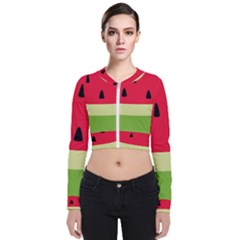 Watermelon Fruit Food Healthy Vitamins Nutrition Long Sleeve Zip Up Bomber Jacket by pakminggu