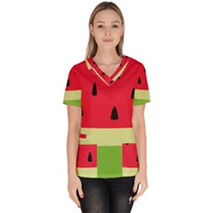 Watermelon Fruit Food Healthy Vitamins Nutrition Women s V-neck Scrub Top by pakminggu