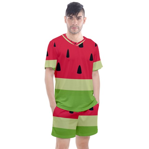 Watermelon Fruit Food Healthy Vitamins Nutrition Men s Mesh Tee And Shorts Set by pakminggu