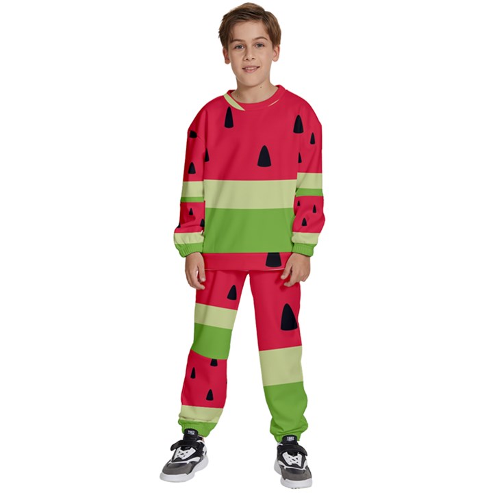 Watermelon Fruit Food Healthy Vitamins Nutrition Kids  Sweatshirt set