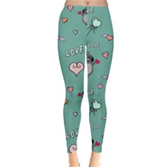 Raccoon Texture Seamless Scrapbooking Hearts Everyday Leggings  by pakminggu