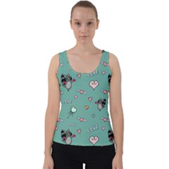 Raccoon Texture Seamless Scrapbooking Hearts Velvet Tank Top by pakminggu