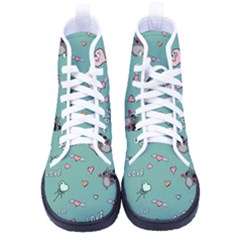 Raccoon Texture Seamless Scrapbooking Hearts Women s High-top Canvas Sneakers by pakminggu