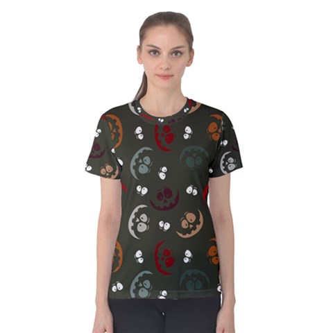 Art Halloween Pattern Creepy Design Digital Papers Women s Cotton Tee by pakminggu