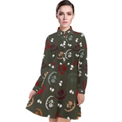 Art Halloween Pattern Creepy Design Digital Papers Long Sleeve Chiffon Shirt Dress by pakminggu