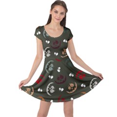 Art Halloween Pattern Creepy Design Digital Papers Cap Sleeve Dress by pakminggu