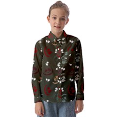 Art Halloween Pattern Creepy Design Digital Papers Kids  Long Sleeve Shirt by pakminggu