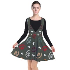 Art Halloween Pattern Creepy Design Digital Papers Plunge Pinafore Dress by pakminggu