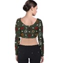 Art Halloween Pattern Creepy Design Digital Papers Velvet Long Sleeve Crop Top View2