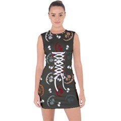 Art Halloween Pattern Creepy Design Digital Papers Lace Up Front Bodycon Dress by pakminggu