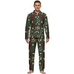 Art Halloween Pattern Creepy Design Digital Papers Men s Long Sleeve Velvet Pocket Pajamas Set by pakminggu