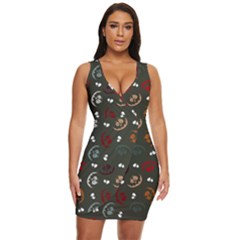 Art Halloween Pattern Creepy Design Digital Papers Draped Bodycon Dress by pakminggu