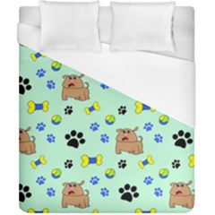 Dog Pattern Seamless Blue Background Scrapbooking Duvet Cover (california King Size) by pakminggu