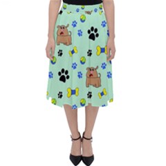 Dog Pattern Seamless Blue Background Scrapbooking Classic Midi Skirt by pakminggu