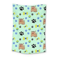 Dog Pattern Seamless Blue Background Scrapbooking Small Tapestry by pakminggu