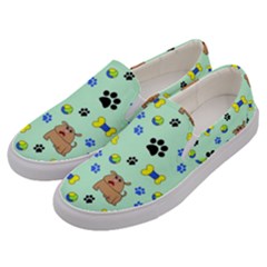 Dog Pattern Seamless Blue Background Scrapbooking Men s Canvas Slip Ons by pakminggu