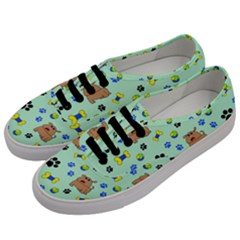 Dog Pattern Seamless Blue Background Scrapbooking Men s Classic Low Top Sneakers by pakminggu