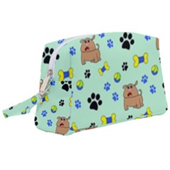 Dog Pattern Seamless Blue Background Scrapbooking Wristlet Pouch Bag (large) by pakminggu