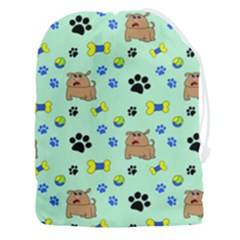 Dog Pattern Seamless Blue Background Scrapbooking Drawstring Pouch (3xl) by pakminggu