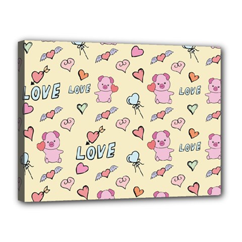 Pig Animal Love Romance Seamless Texture Pattern Canvas 16  X 12  (stretched) by pakminggu