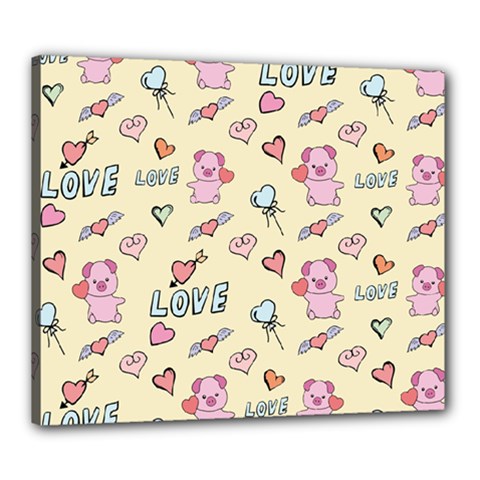 Pig Animal Love Romance Seamless Texture Pattern Canvas 24  X 20  (stretched) by pakminggu