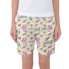 Pig Animal Love Romance Seamless Texture Pattern Women s Basketball Shorts by pakminggu