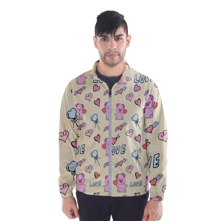 Pig Animal Love Romance Seamless Texture Pattern Men s Windbreaker