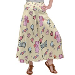 Pig Animal Love Romance Seamless Texture Pattern Women s Satin Palazzo Pants by pakminggu