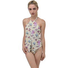 Pig Animal Love Romance Seamless Texture Pattern Go With The Flow One Piece Swimsuit