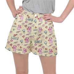 Pig Animal Love Romance Seamless Texture Pattern Women s Ripstop Shorts by pakminggu