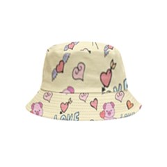 Pig Animal Love Romance Seamless Texture Pattern Inside Out Bucket Hat (kids) by pakminggu