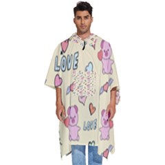 Pig Animal Love Romance Seamless Texture Pattern Men s Hooded Rain Ponchos by pakminggu