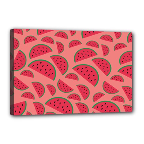 Watermelon Red Food Fruit Healthy Summer Fresh Canvas 18  X 12  (stretched) by pakminggu