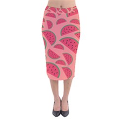 Watermelon Red Food Fruit Healthy Summer Fresh Velvet Midi Pencil Skirt by pakminggu