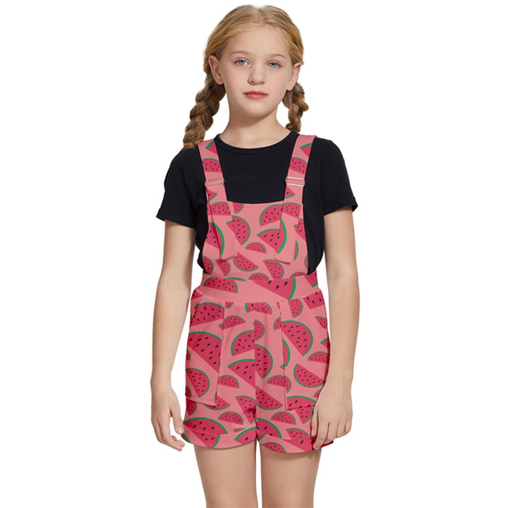 Watermelon Red Food Fruit Healthy Summer Fresh Kids  Short Overalls