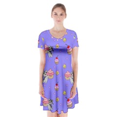 Art Pattern Design Seamless Scrapbooking Short Sleeve V-neck Flare Dress by pakminggu