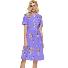 Art Pattern Design Seamless Scrapbooking Button Top Knee Length Dress by pakminggu