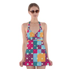 Background Pattern Texture Design Dots Wallpaper Halter Dress Swimsuit  by pakminggu