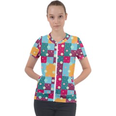 Background Pattern Texture Design Dots Wallpaper Short Sleeve Zip Up Jacket by pakminggu