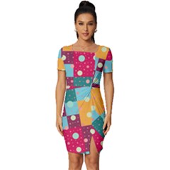 Background Pattern Texture Design Dots Wallpaper Fitted Knot Split End Bodycon Dress by pakminggu