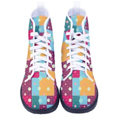 Background Pattern Texture Design Dots Wallpaper Men s High-top Canvas Sneakers