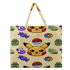 Pikachu Zipper Large Tote Bag by artworkshop