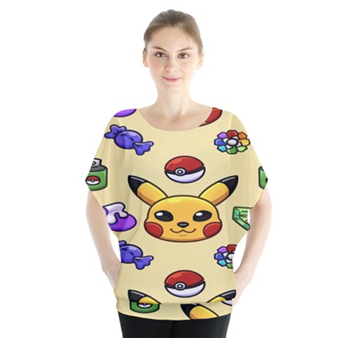 Pikachu Batwing Chiffon Blouse by artworkshop