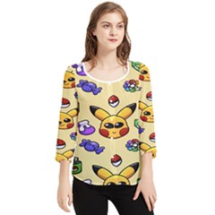 Pikachu Chiffon Quarter Sleeve Blouse by artworkshop