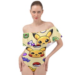 Pikachu Off Shoulder Velour Bodysuit  by artworkshop