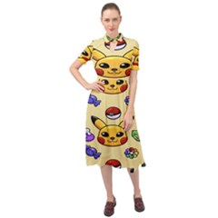 Pikachu Keyhole Neckline Chiffon Dress